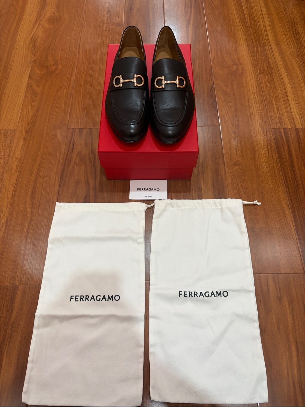 Salvatore Ferragamo Black Leather Horsebit Loafers
